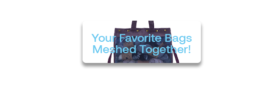 CTA: Your Favorite Bags Meshed Together! Purple mesh bag filled with yarn on white background