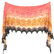 A pink, orange, and brown knit shawl