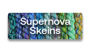 CTA: Supernova Skeins text over skeins of variegated green, blue, and yellow yarn