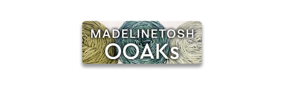 Madelinetosh OOAKs text over 3 balls of colorful yarn