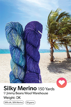A gif of different colored yarns with backgrounds of a beach, cafe, and gym