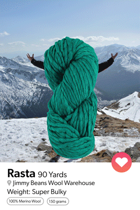 A gif of skeins of yarn posed to look like a dating profile