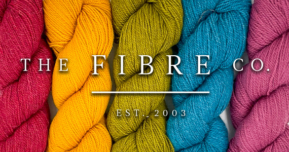 The Fibre Co Est. 2003 text over 5 skeins of colorful yarn