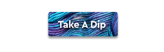 Take A Dip text over a blue and purple skein of yarn