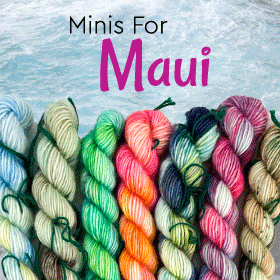 Minis For Maui with seven skeins of yarn