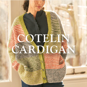 Cotelin Cardigan - A model wearing a striped multicolored cardigan