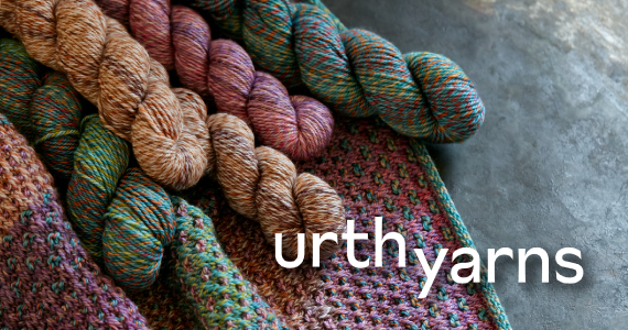 Urth Yarns with multiple skeins of colorful yarn