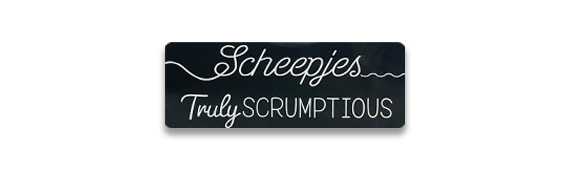 Scheepjes Truly Scrumptious text on a black background