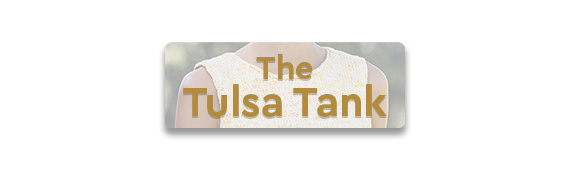 CTA: The Tulsa Tank text over a photo of a yellow knit tank