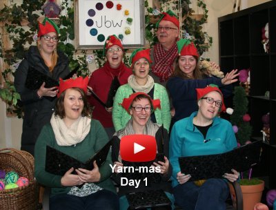 Caroling beans singing the 12 days of Yarn-mas!
