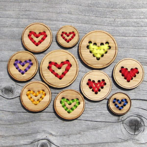 Katrinkles Bamboo Buttons - Heart- 5/8"