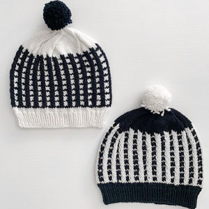 Jimmy Beans Wool Beginner's Knit Kits for Awesome People - Beginner Slip Stitch Hat - Black + Cream