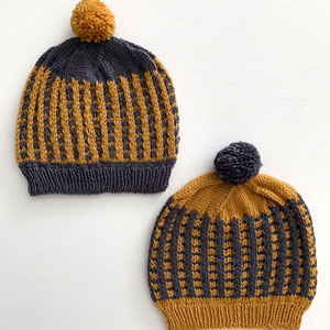 Beginner's Knit Kits for Awesome People - Beginner Slip Stitch Hat - Golden Yellow + Forged Iron by Jimmy Beans Wool