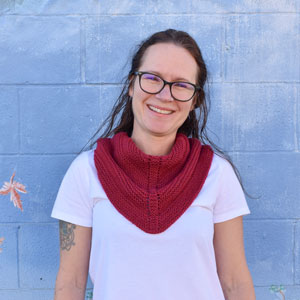 Beginner's Knit Kits for Awesome People - Beginner Bandana Scarflet - Ruby by Jimmy Beans Wool