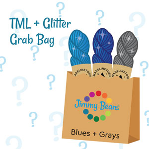 Jimmy Beans Wool 3 Skein Mystery Grab Bags kits Tosh Merino Light + Glitter - Blues & Greys