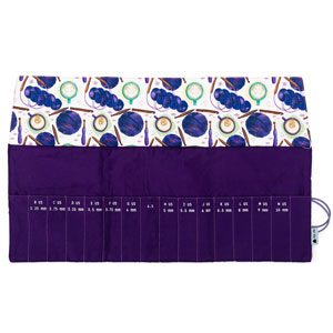 Crochet Roll - 168-2 - Fabric Print Collection - Coffee and Yarn Purple by della Q