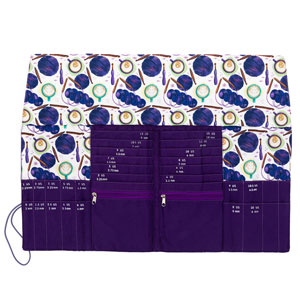 DPN + Circular Case - 1136-1 - Fabric Print Collection - Coffee and Yarn Purple by della Q