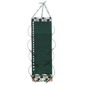 Hanging Circular Needle Organizer - 142-1 - Fabric Print Collection - Coffee and Yarn Green by della Q