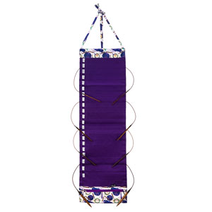 Hanging Circular Needle Organizer - 142-1 - Fabric Print Collection - Coffee and Yarn Purple by della Q