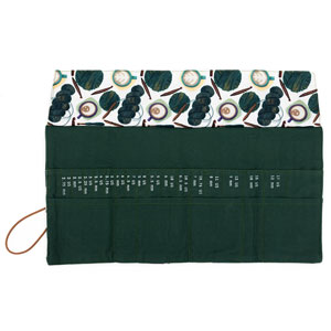 Interchangeable Needle Case - 185-1 - Fabric Print Collection - Coffee and Yarn Green by della Q