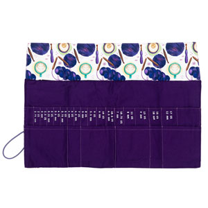 della Q Interchangeable Needle Case - 185-1 - Fabric Print Collection - Coffee and Yarn Purple (Preorder - Ships September)