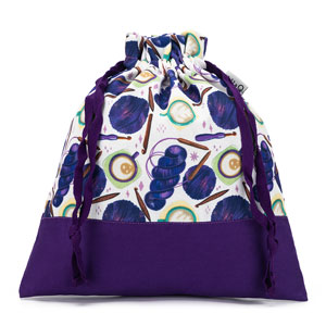 Small Eden Project Bag - 115-1 - Fabric Print Collection - Coffee and Yarn Purple by della Q
