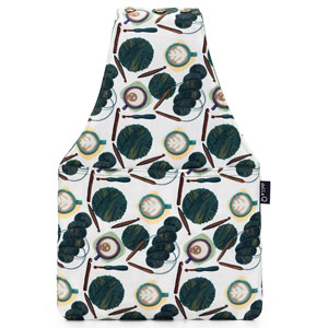 della Q Nora Wrist Bag - 1300-1 - Fabric Print Collection - Coffee and Yarn Green