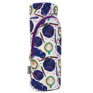 della Q Standing Needle Case - 600 - Fabric Print Collection - Coffee and Yarn Purple