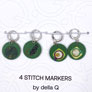 della Q Stitch Marker Sets  - Fabric Print Collection - Coffee and Yarn Green