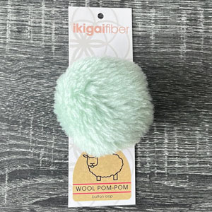 Wool Pom Poms - Mint Wool Pom 8cm by Ikigai Fiber