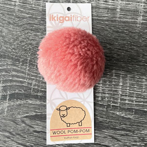 Wool Pom Poms - Coral Wool Pom 8cm by Ikigai Fiber