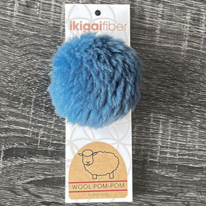 Wool Pom Poms - Blue Wool Pom 8cm by Ikigai Fiber