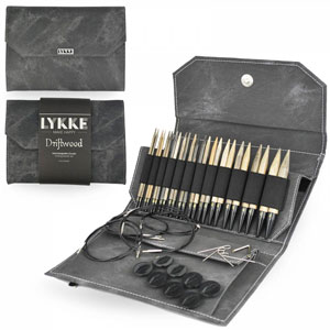 Birchwood Interchangeable Needle Sets - Driftwood - Grey Case - 5" Tips US 4-17 by Lykke