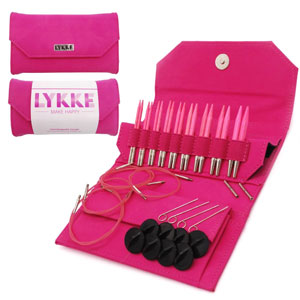 Birchwood Interchangeable Needle Sets - Blush - Pink Case - 3.5" Tips US 3-10.5 by Lykke
