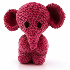 Hoooked Plush Crochet Toys - Elephant - Punch (pink)