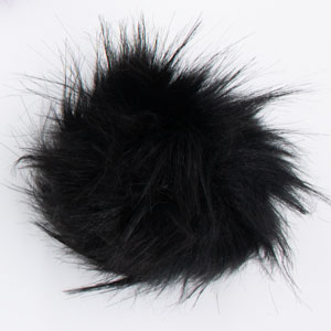 Jimmy Beans Wool Faux Fur Pom Poms w Snap - Black