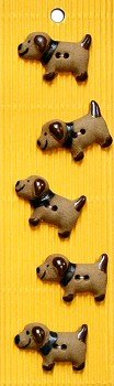 Incomparable Buttons Ceramic Buttons - L062 - Brown Dogs