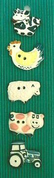 Incomparable Buttons Ceramic Buttons - L127 - Farm Animals