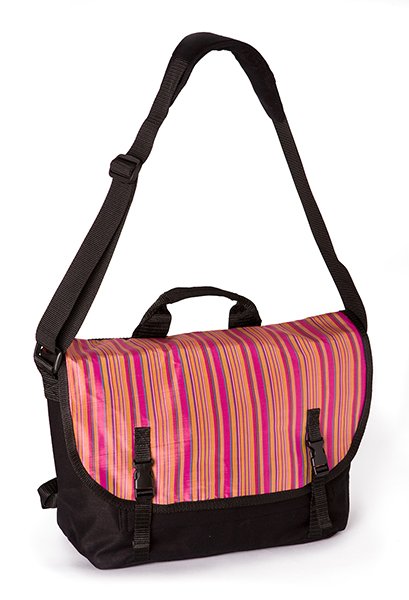 della Q Molly Messenger Bag (Style 422-1) - Fuchsia Stripe