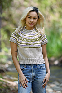 Cascade Colorful Yoke Cropped Pullover