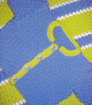 Muench Yarn Patterns - Family Blue Cardigan with Lime Trim Pattern