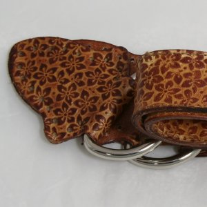 Grayson E Large Wide Flower-Stamped Handles - Buckskin (2nd Quality)