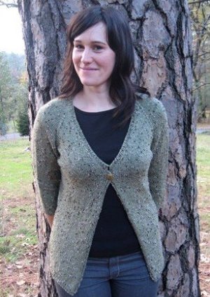 Knitting Pure and Simple Women's Cardigan Patterns - 0292 - Neckdown One Button Cardigan Pattern