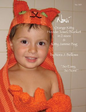 Noni Patterns - Orange Kitty Hoodie Towel/Blanket Pattern