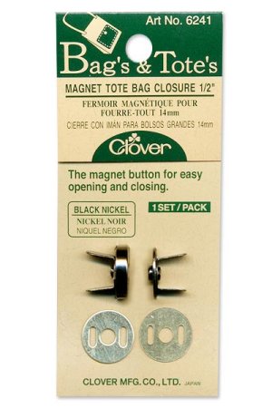 Clover Magnet Tote Bag Closure - 1/2 Black Nickel