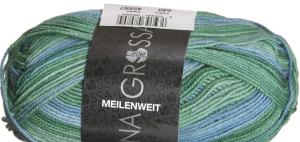 Lana Grossa Meilenweit Seta Cashmere Print Yarn - 640 Greens (Discontinued)