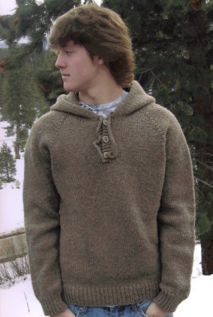 Knitting Pure and Simple Men's Sweater Patterns - 105 - Neckdown Hooded Pullover for Men Pattern