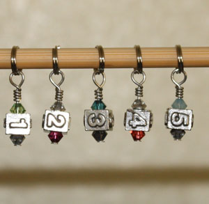 Victoria S Beaded Stitch Markers - zNumbers 1-5