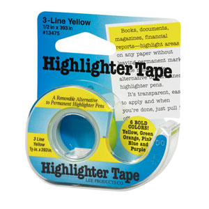 Highlighter Tape - Yellow by Lee Products