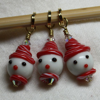 Victoria S Beaded Stitch Markers - Holiday Snowmen
